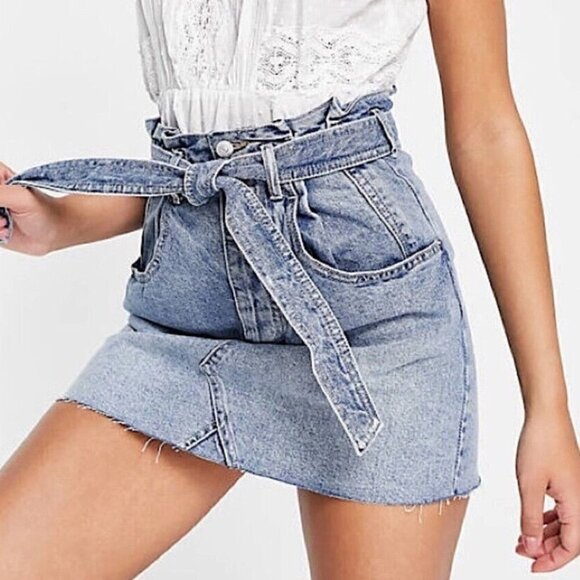 Free People Dresses & Skirts - We the Free East of Eden Frayed Denim Mini Skirt, Size 25